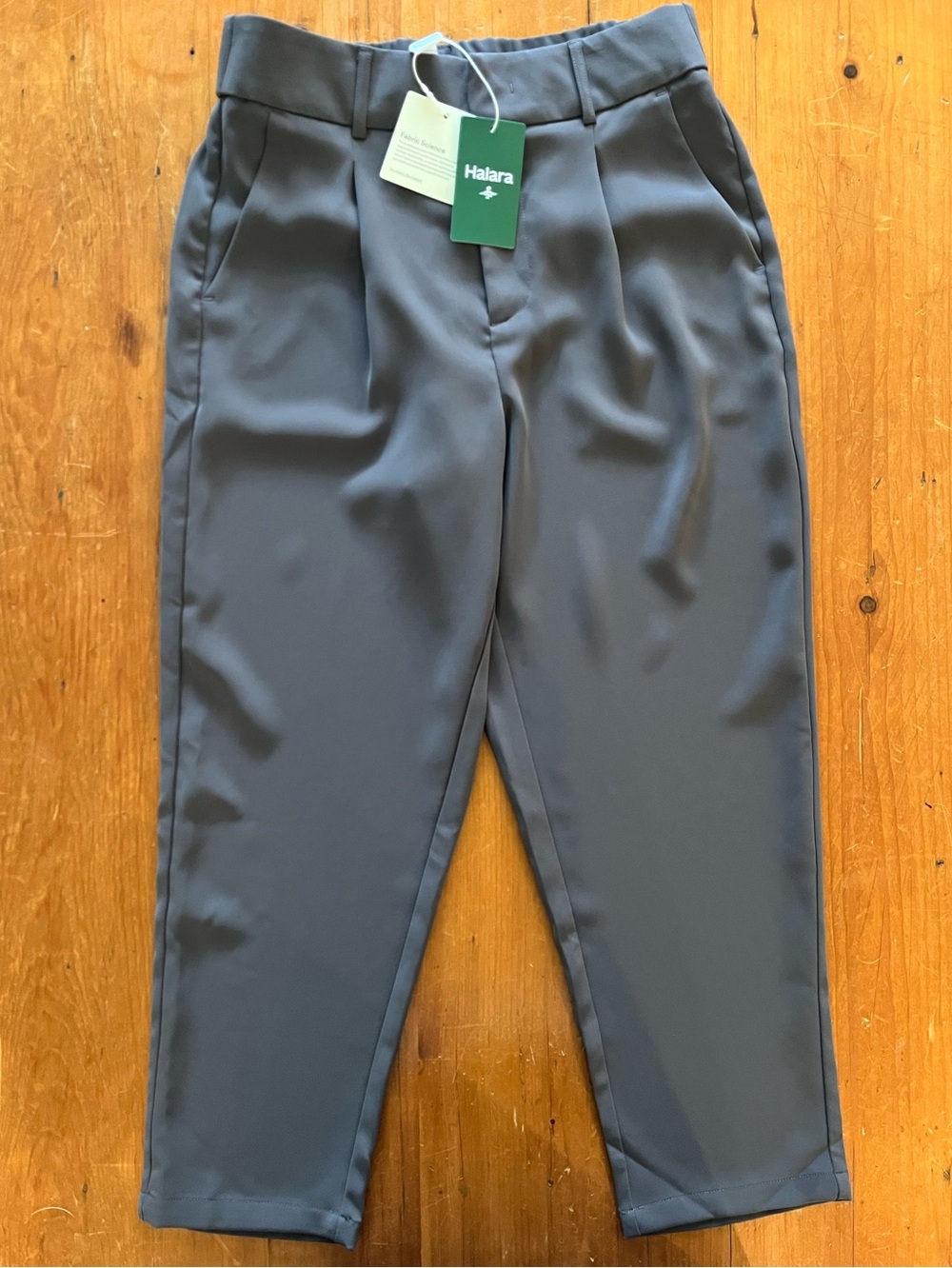 🆕 Halara Flex High Waisted Pocket Solid Work Tapered Pants Petite Large Gray
